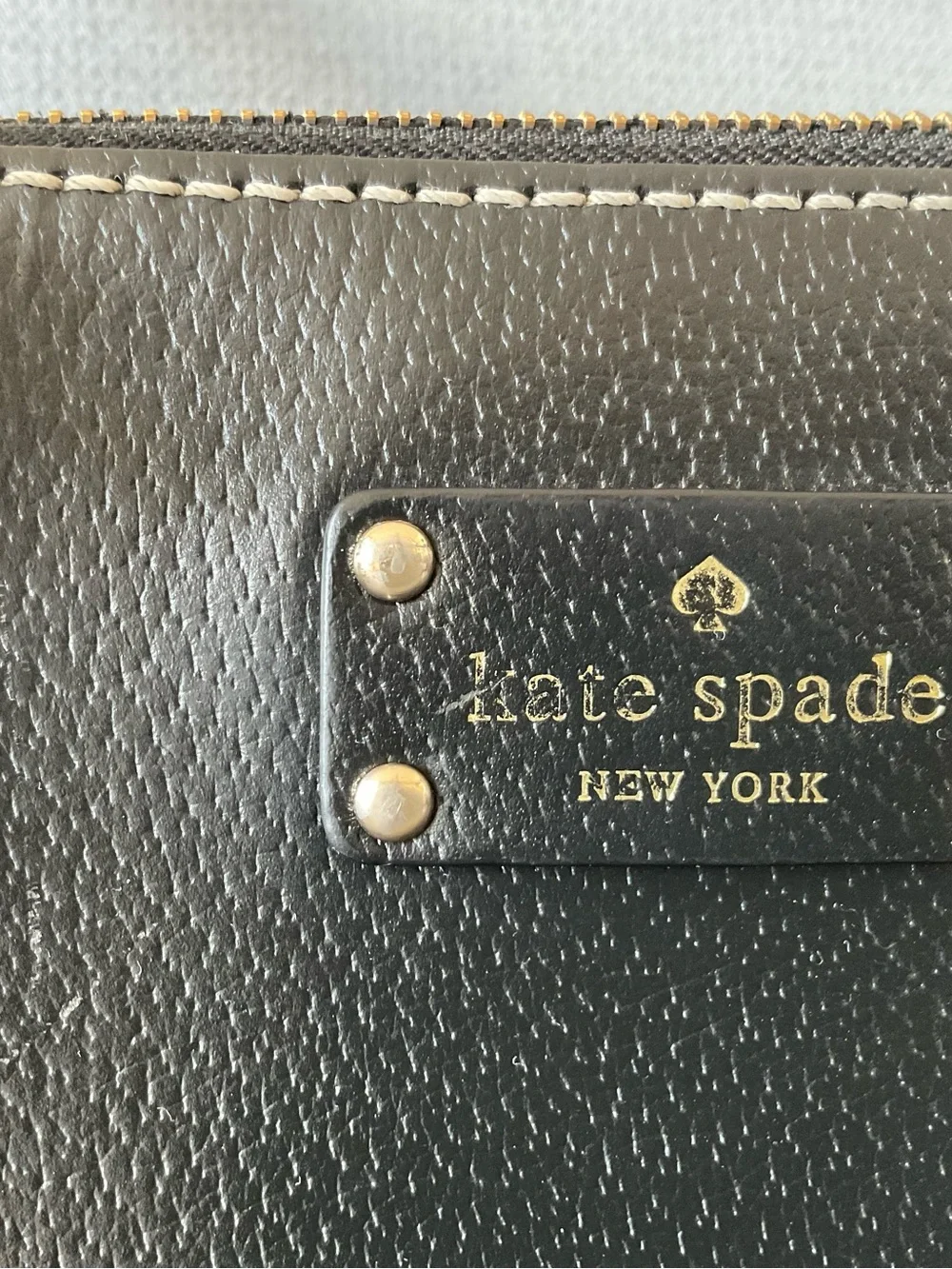 kate spade Black Leather Satchel with Pink Polka Dot Lining - Picture 5 of 7